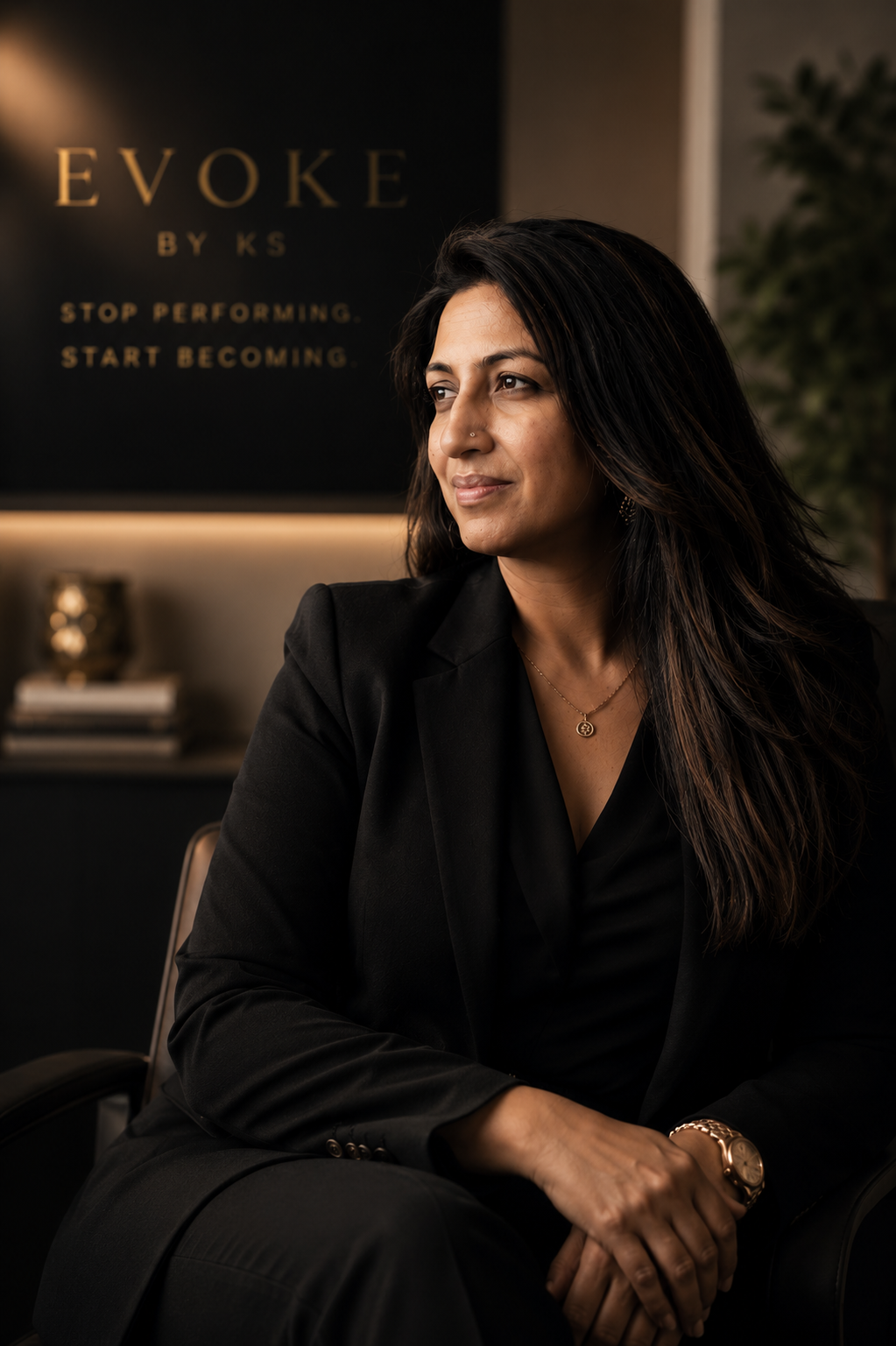 Editorial portrait of KS — Executive. Visionary. Unapologetic.